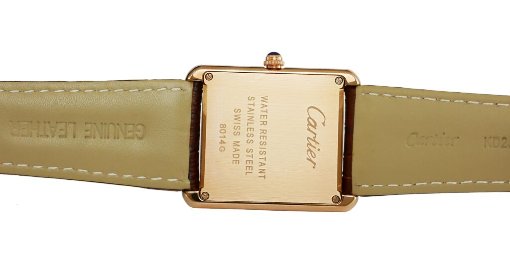 Cartier - Tank - Louis - Rose-Gold Diamond-Case Leather White - wt200005 Replica