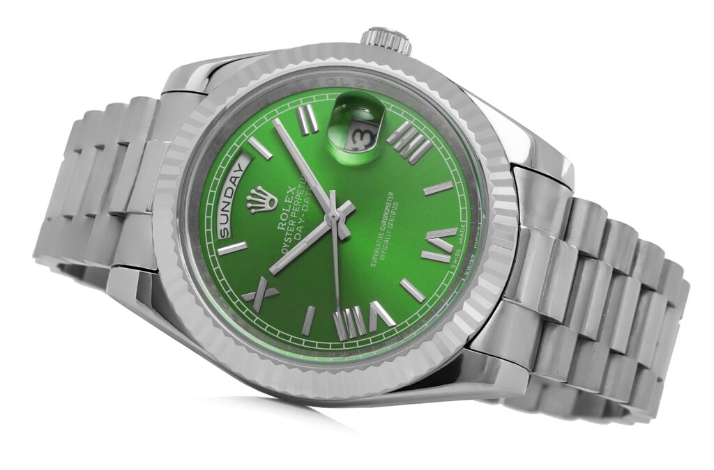 Rolex - Daydate - 40mm - White-Gold Green Roman - 228239-0033 Replica