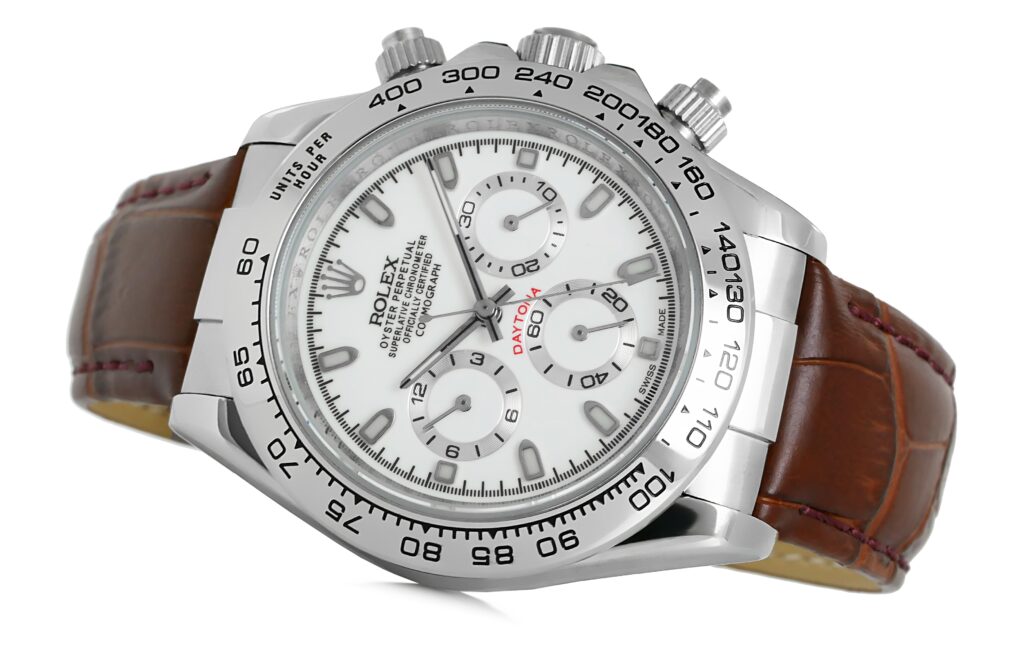 Rolex - Daytona - Leather Steel White - 116520 Replica