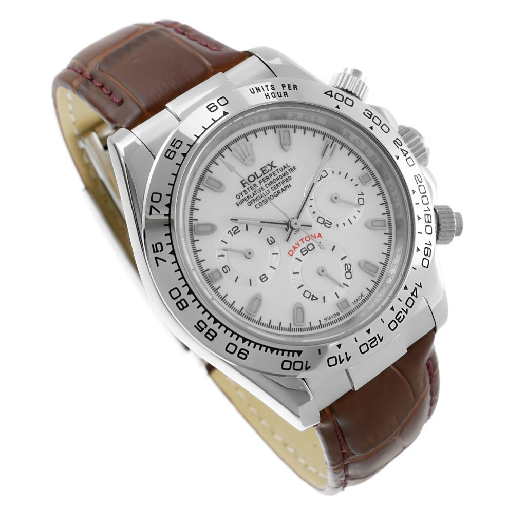 Rolex - Daytona - Leather Steel White - 116520 Replica