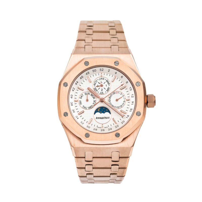 audemars piguet royal oak perpetual calendar rosegold white 26574or oo 1220or 01 02 scaled Audemars Piguet - Royal Oak Perpetual Calendar - Rose Gold White - 26574OR.OO.1220OR.01