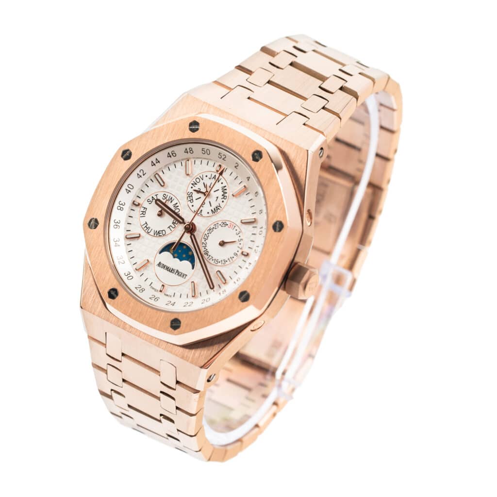 Audemars Piguet Royal Oak Perpetual Calendar Rose Gold White 26574OR.OO.1220OR.01 Replica