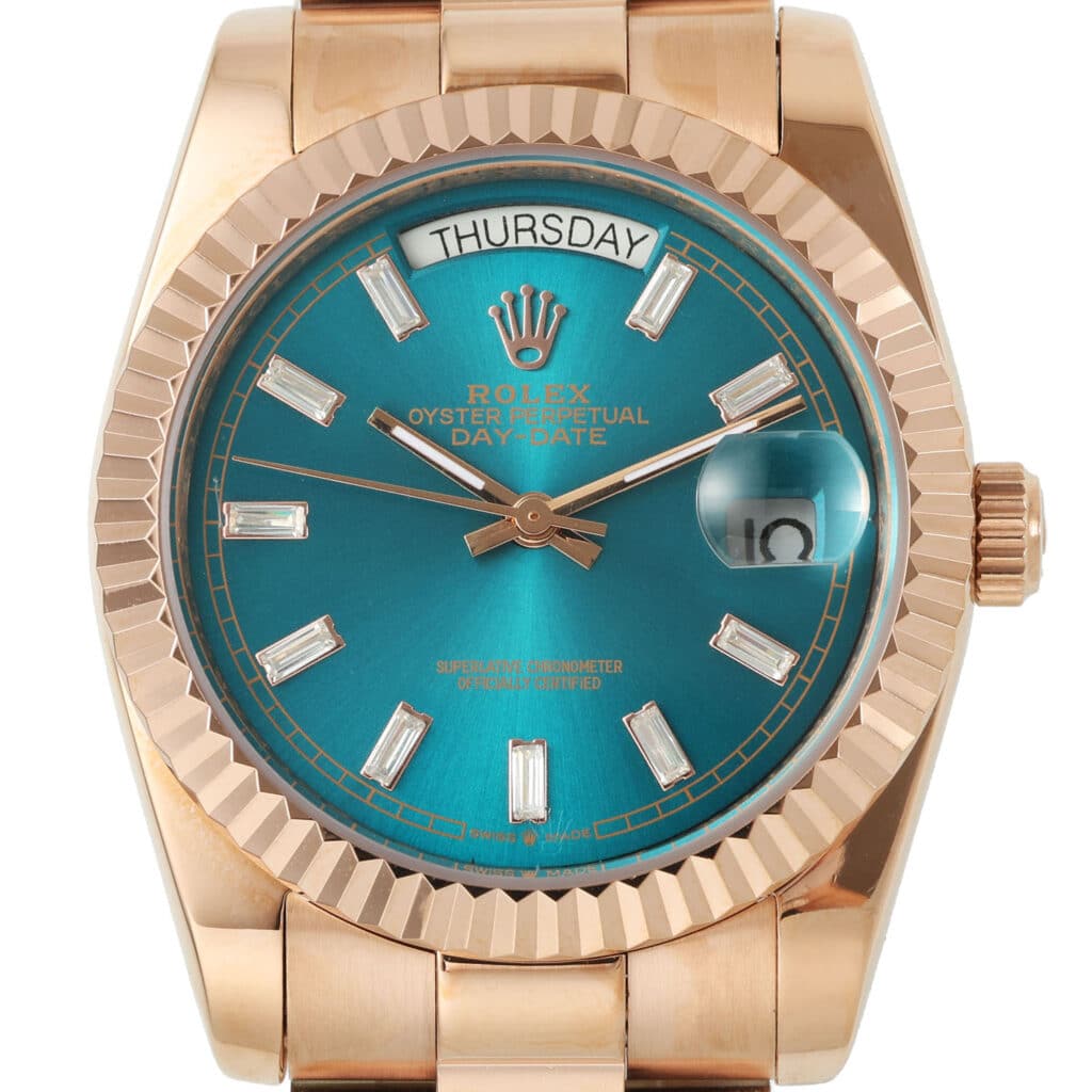 rolex-daydate-36-rosegold-blue-green-gem-set-128235-0085