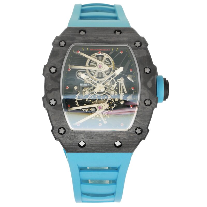 Richard-Mille-rm27-02-50mmx42mmx-16mm-Rafael-Nadal-Forged-Black-Carbon-Turquoise-Rubber